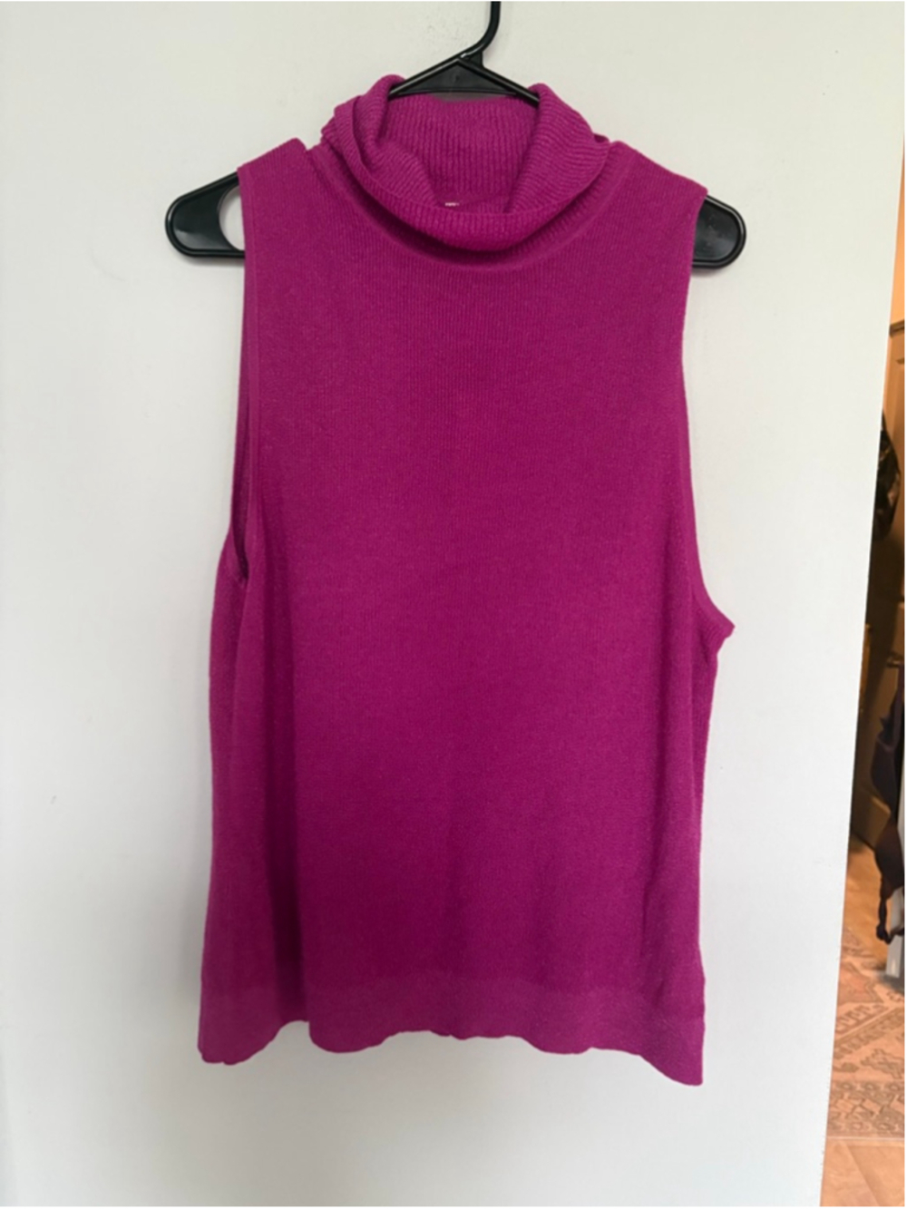 NWT L'AGENCE Sabrina Metallic Sleeveless Turtleneck Sweater Rose Violet XL